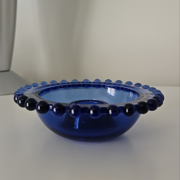 Cobalt Blue Glass Candle Holder UV Reactive - Picture 3 of 9